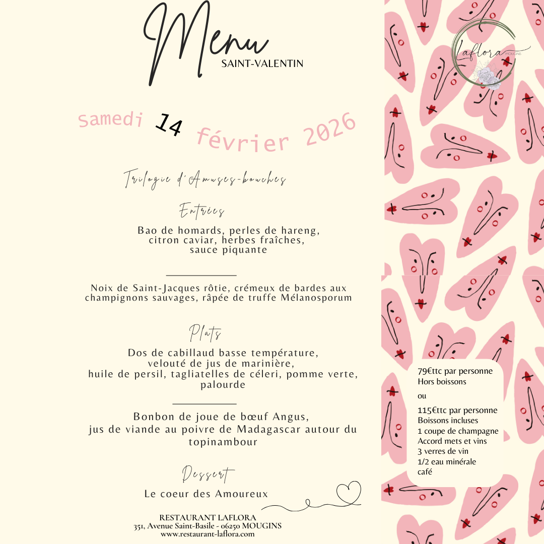 menu saint valentin samedi 14 fevrier 2026